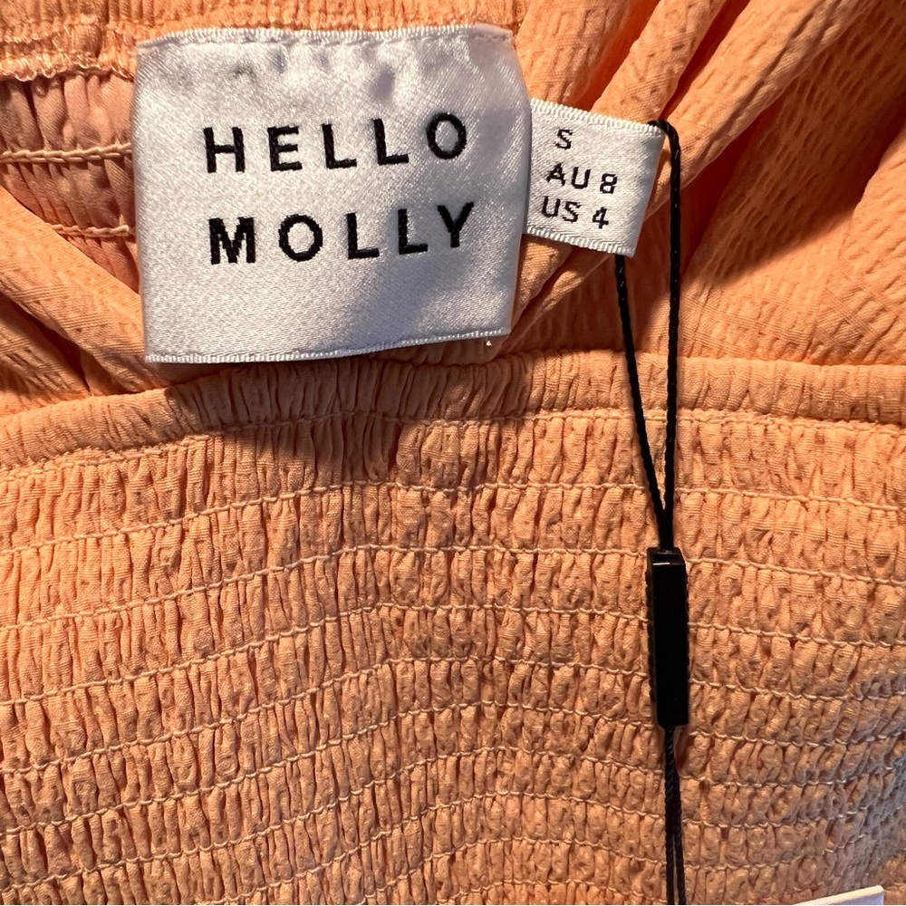 NWT Hello Molly LA Devotee Mini Dress Puff Sleeve Open Back in Peach size S - Picture 8 of 11